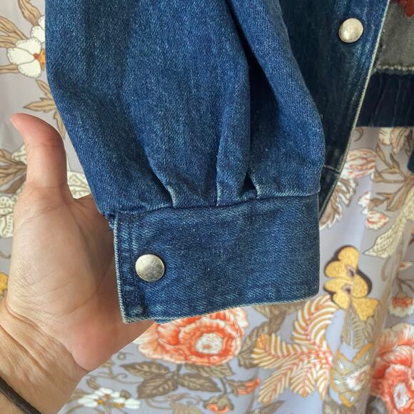 Vintage Denim Jacket lined with Hooded Sweatshirt Material Daniel Brand Size Lg - Picture 5 of 12